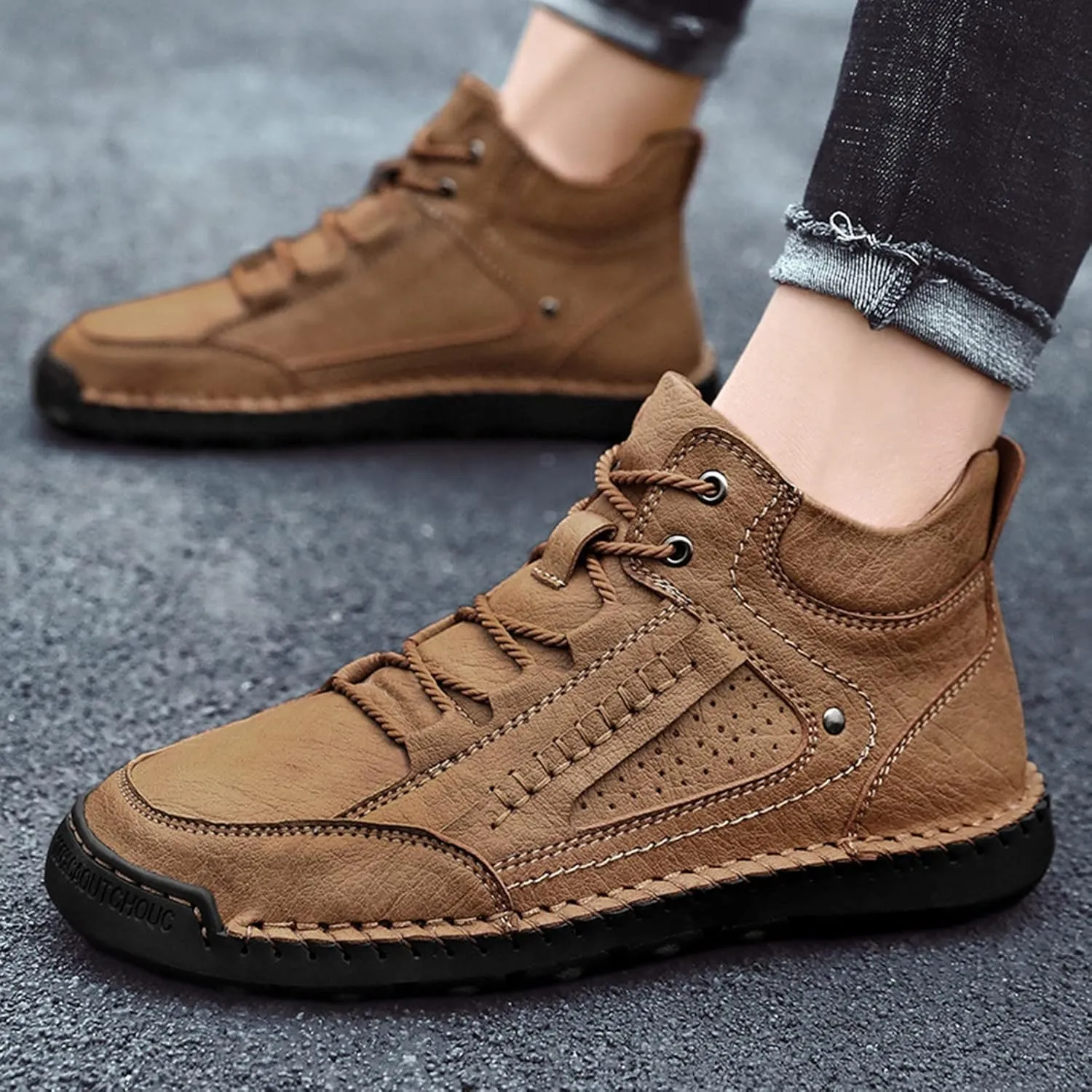 2022 New Large Size Border Handmade Retro Leather Comfortable Casual Shoes Leather Boot Shoes