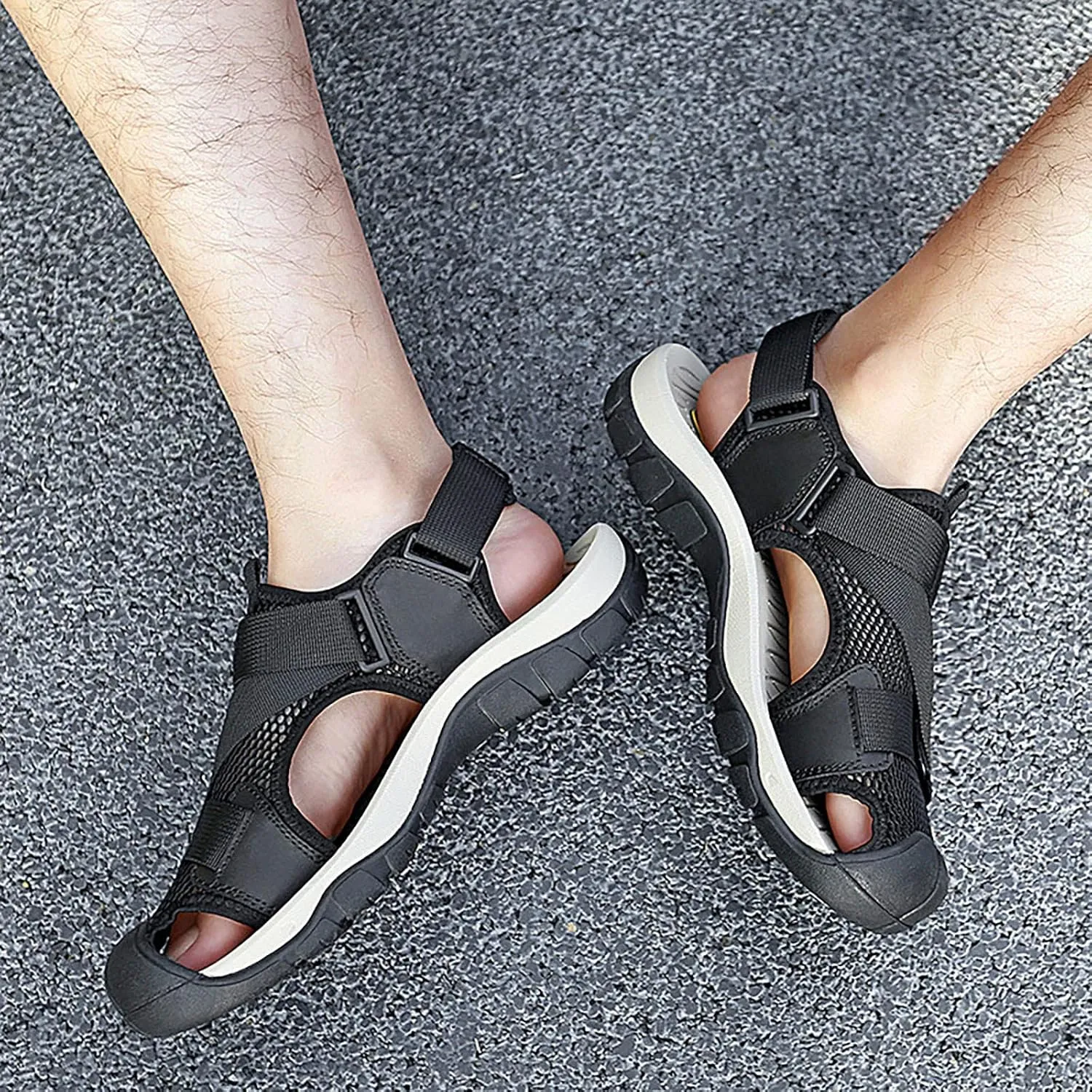 2025 New Andals Men's Breathable Sports Outdoor Beach Shoes Slip Hollow Cowhide Men's Shoes Sandals