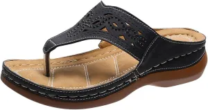 2025 Soft Bottom Orthopedic Flip Flops Comfort Orthotic Casual Women Sandals with Arch Support Womens Flip Flops (Black, 9)