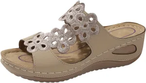 2025 Summer Orthopedic Sandals Womens Arch Support Flower Wedge Shoes Dressy Casual Open Toe Walking Slides