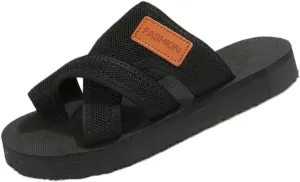 2025 Women's Summer Sandals Extra Wide Mesh Slides, Dressy Summer Flats Orthopedic Support Airflow Design Beach Walking Shoes