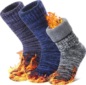 3 Pairs Thermal Boot Socks for Women Men Ski Thick Winter Warm Insulated Heated Socks for Extreme Cold Weather