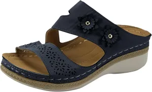 AMDBEL Wedge Sandals For Women Comfortable, Bunion Sandals for Women Orthopedic Sandals for Women Dressy Wide Width Summer Comfortable Walking Sandals with Arch Support Orthotic Slides Shoes