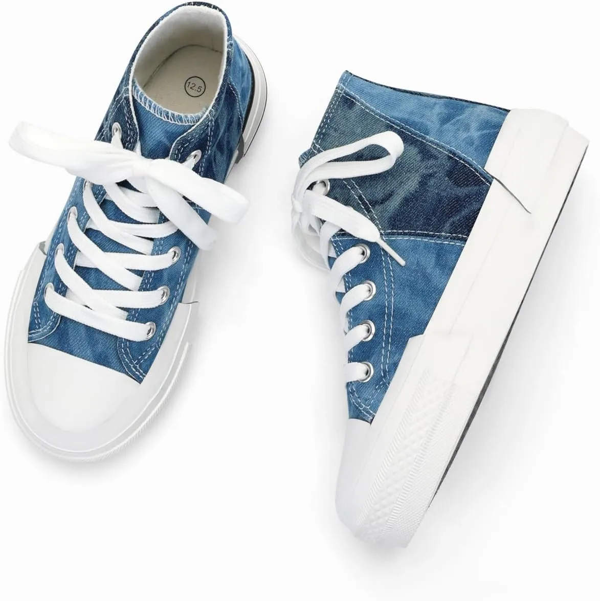 ANTLULU Girls?? Platform Canvas Shoes Low Top and High Top Canvas Sneakers Lace-up Fashion Casual Shoes for Girls