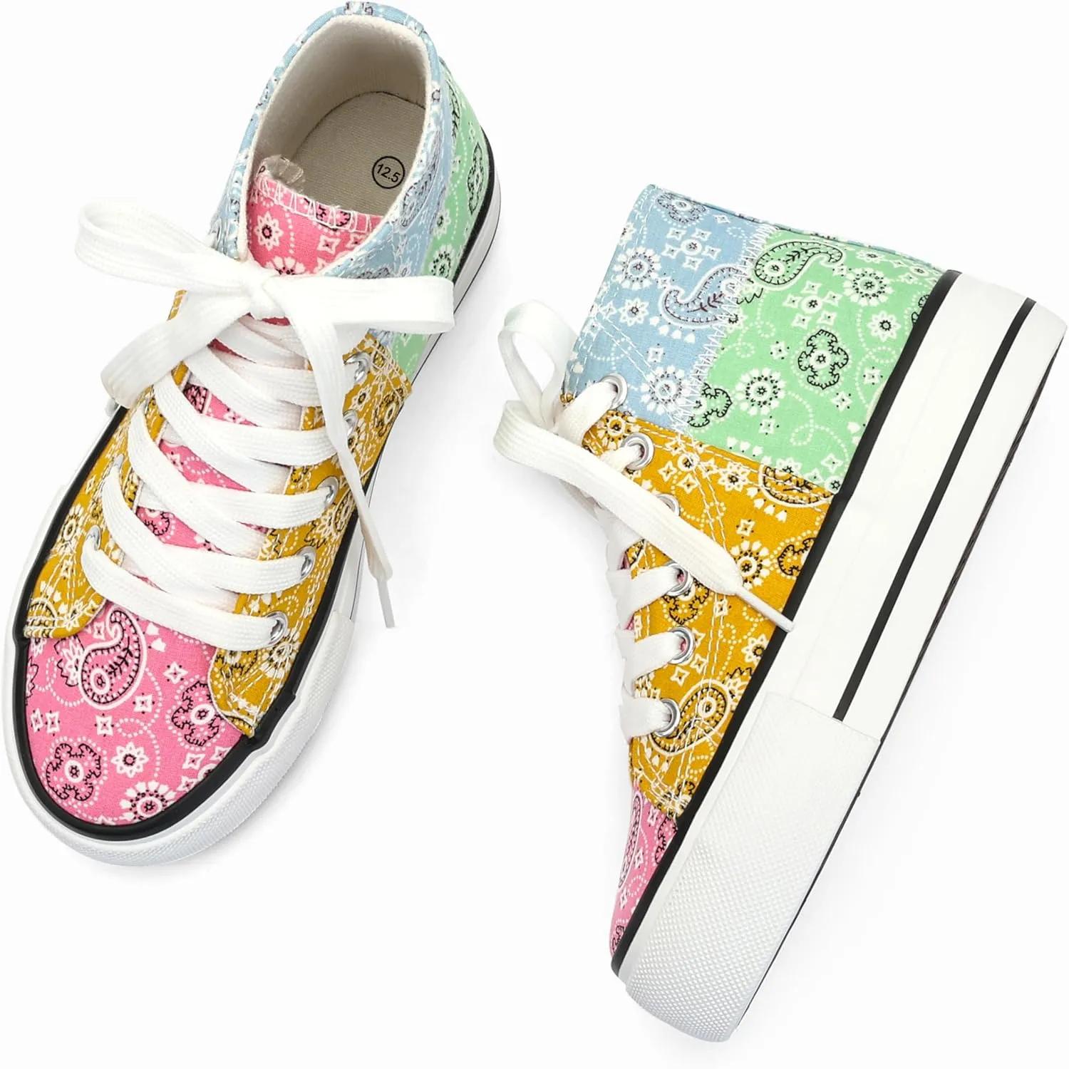 ANTLULU Girls?? Platform Canvas Shoes Low Top and High Top Canvas Sneakers Lace-up Fashion Casual Shoes for Girls