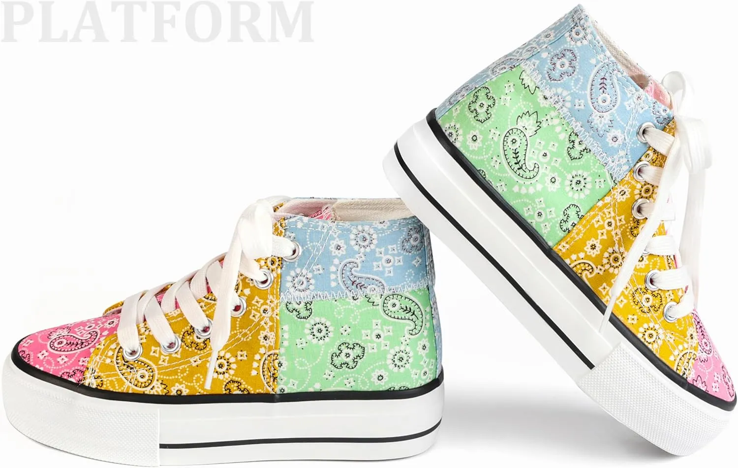 ANTLULU Girls?? Platform Canvas Shoes Low Top and High Top Canvas Sneakers Lace-up Fashion Casual Shoes for Girls