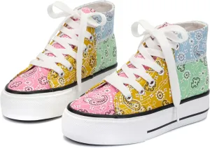 ANTLULU Girls?? Platform Canvas Shoes Low Top and High Top Canvas Sneakers Lace-up Fashion Casual Shoes for Girls