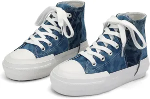 ANTLULU Girls??Platform Canvas Shoes Low Top and High Top Canvas Sneakers Lace-up Fashion Casual Shoes for Girls
