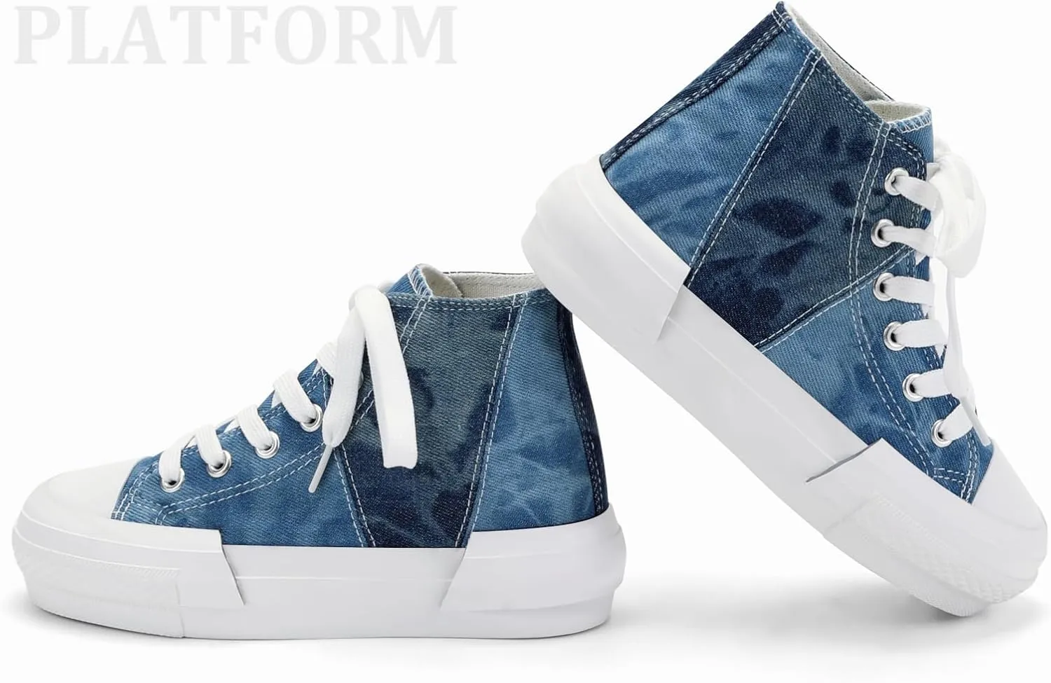 ANTLULU Girls??Platform Canvas Shoes Low Top and High Top Canvas Sneakers Lace-up Fashion Casual Shoes for Girls