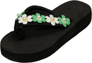 Arch Support Flip Flops for Women New Summer Flower Women's Sandals Thick Soled Fashionable Slippers Beach Shoes For