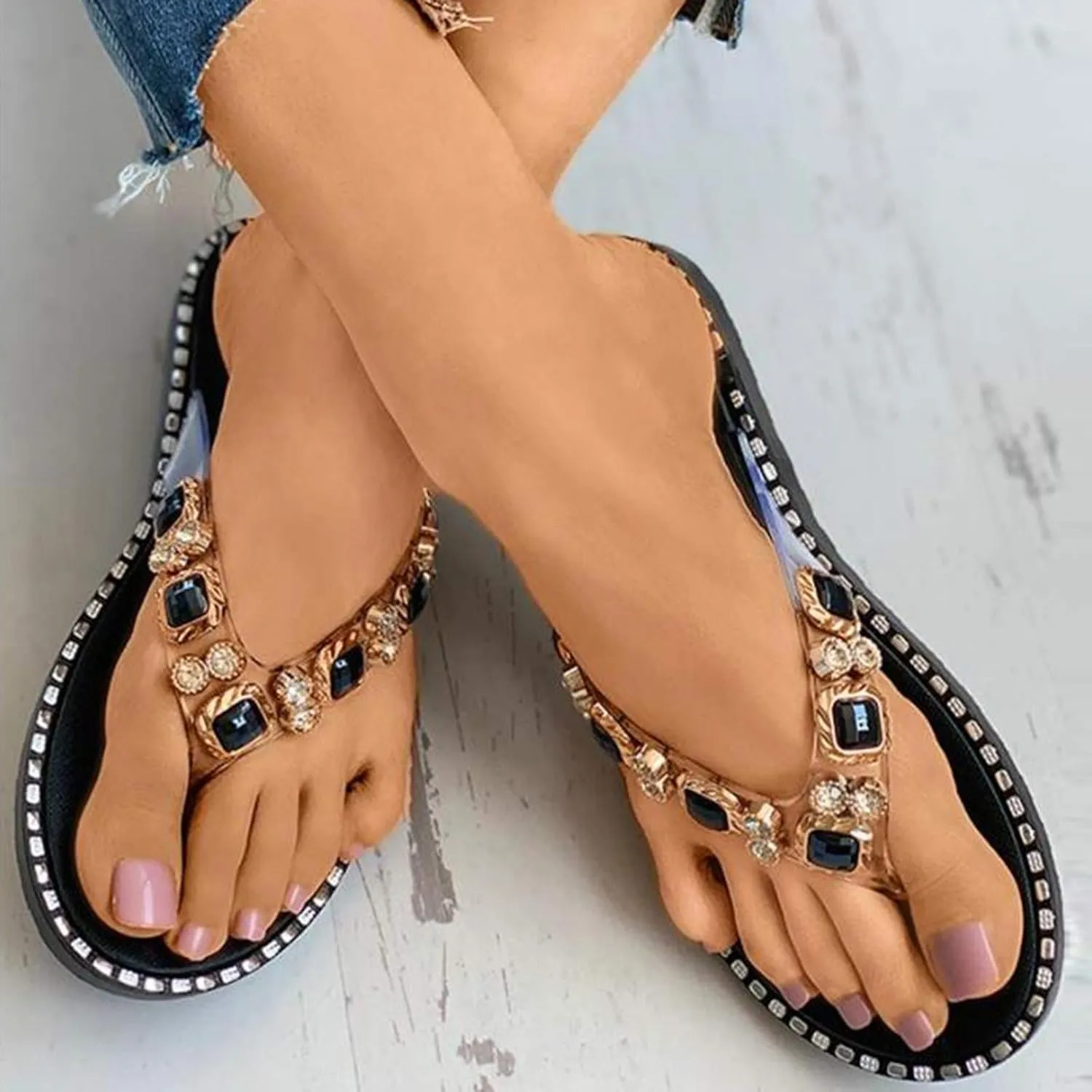 Arch Support Flip Flops for Women Women's Casual Flip Crystall Flat Flop Sandals Shoes Ladies Slippers Women's sandals
