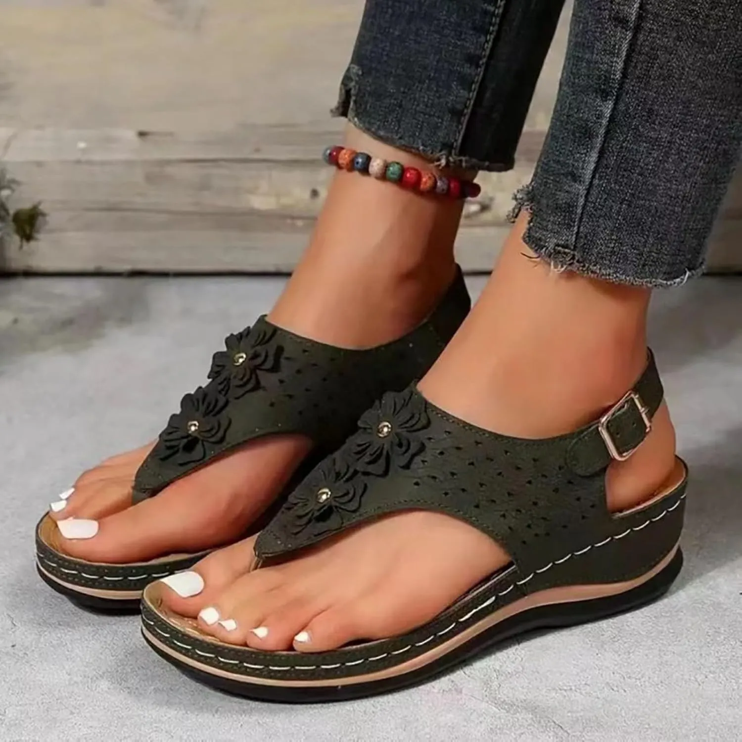Arch Support Flip Flops Glitter Sandals for Women 2025 Black Wedding Shoes for Women Sandals Orthopedic Sandals