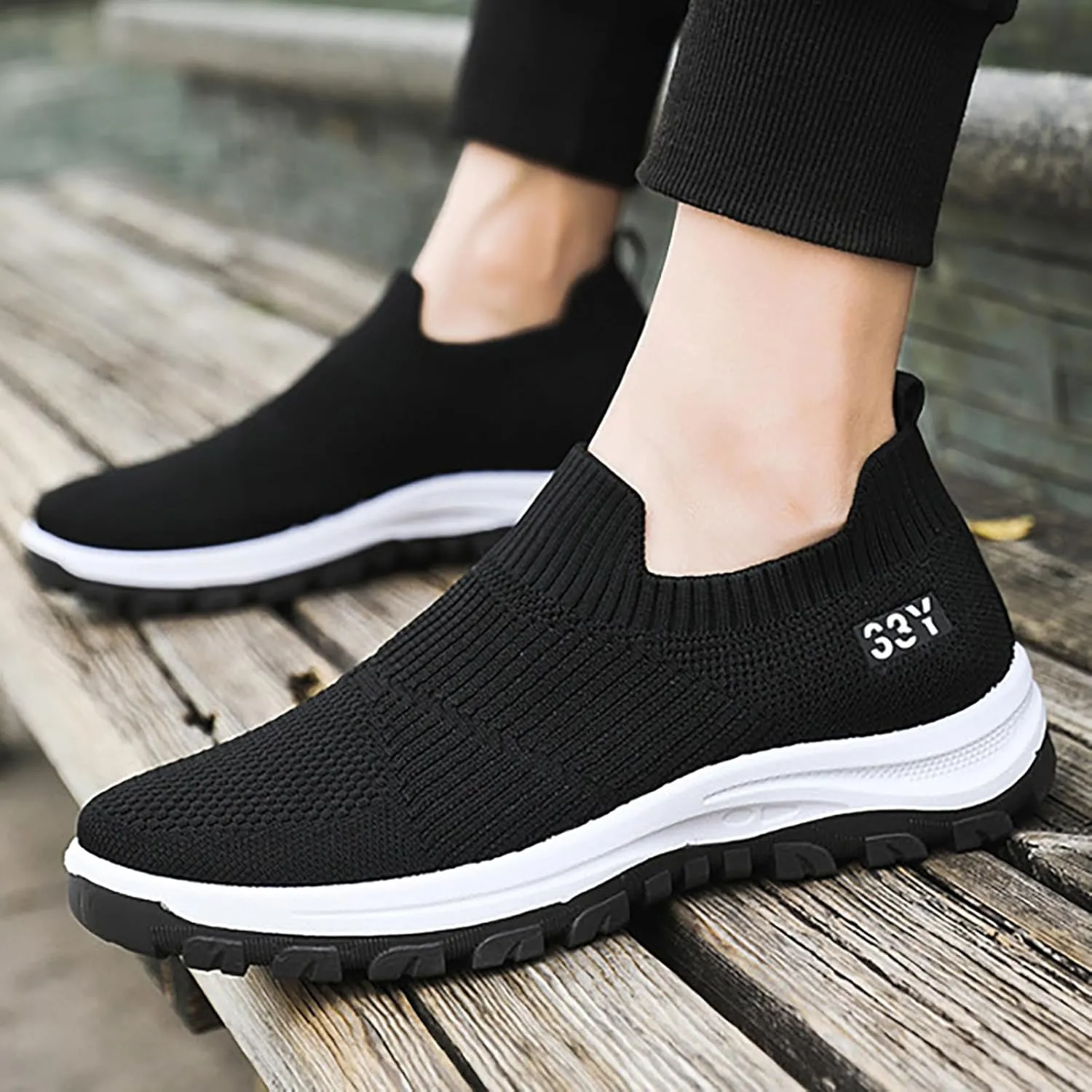 Arch Support Hiking Shoes for Men Lightweight Sport Gym Jogging Walking Sneaker Convenient Elderly Slip on Shoes