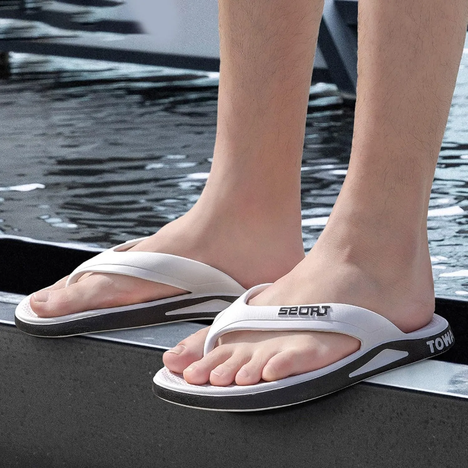 Athletic Mens Sandals Indoor Non Slip Smell Proof Durable Men Flip Flops High Soft Soled Home Men Slipper