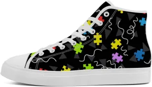 Autism Awareness High Top Shoes for Men Women Puzzle High Top Canvas Sneakers Casual Shoes Gifts for Dad Mom