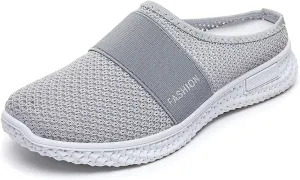 Backless Sneakers for Women Breathable Mesh Low Top Sneakers Cushion Slip-On Walking Tennis Shoes Orthopedic Lightweight Comfortable Summer Footwear Fashion Loafer Flats