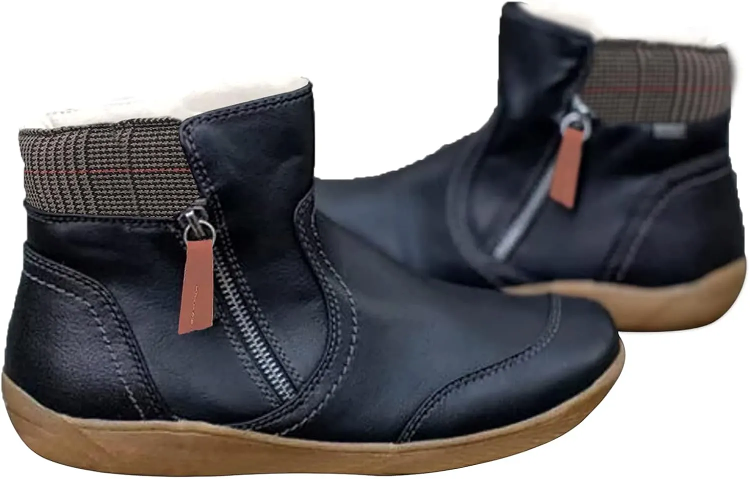 Barefoot Womens Winter Side Zipper Plush Lined Ankle Booties Non-Slip Walking Shoes for Men