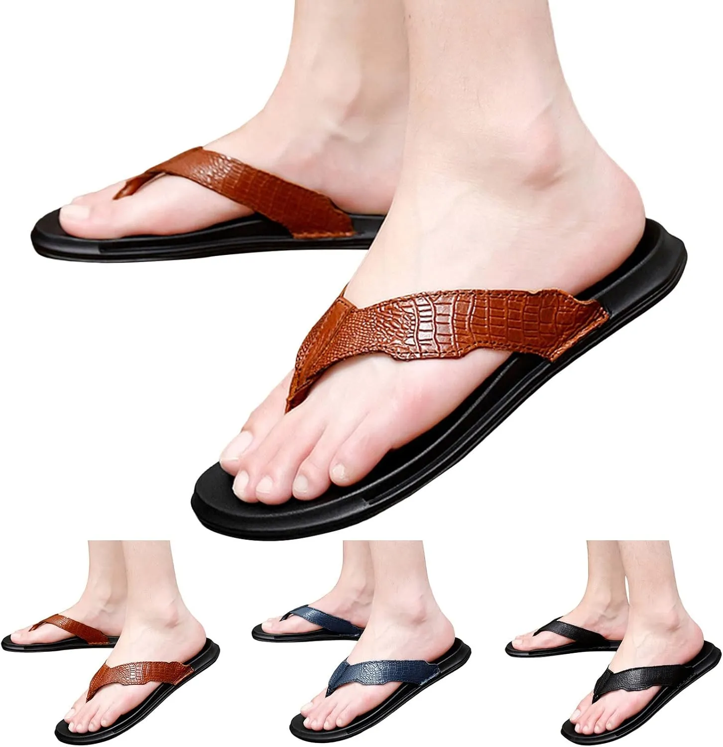 Beach Flip Flop Indoor and Outdoor Men Flip Flops Fashionable Summer Pattern Flat Bottom Comfortable Non Slip Large Beach Sippers
