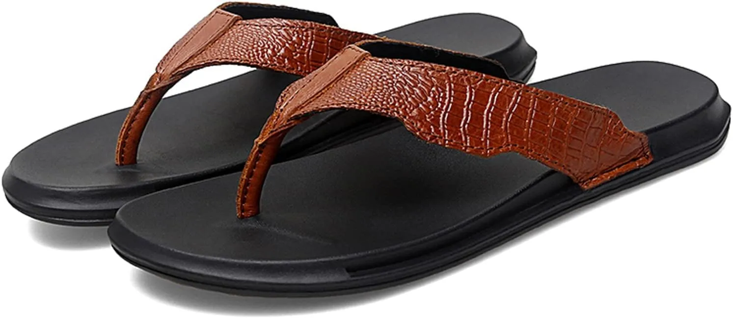 Beach Flip Flop Indoor and Outdoor Men Flip Flops Fashionable Summer Pattern Flat Bottom Comfortable Non Slip Large Beach Sippers