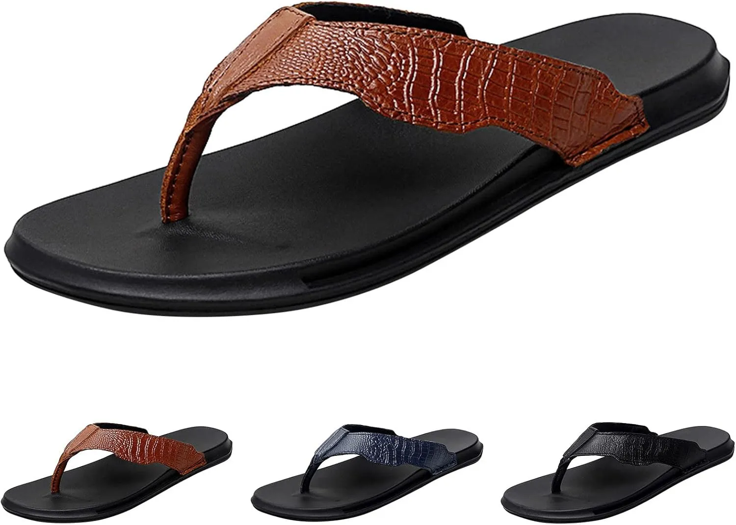 Beach Flip Flop Indoor and Outdoor Men Flip Flops Fashionable Summer Pattern Flat Bottom Comfortable Non Slip Large Beach Sippers