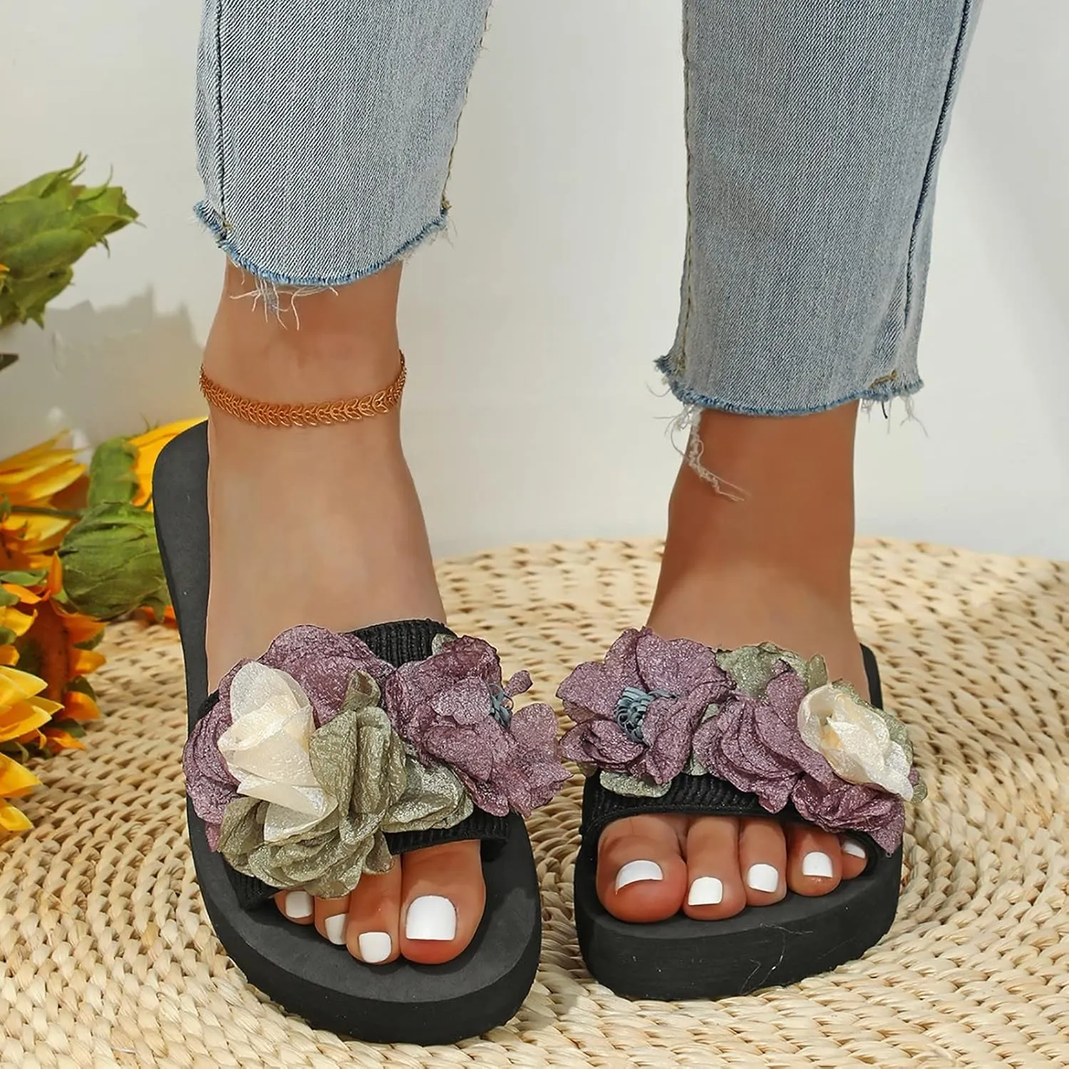 Beach Sandals for Woman Flip Flops Arch Support Womens Women's Non-Slip Casual Arch Support Flip Flops