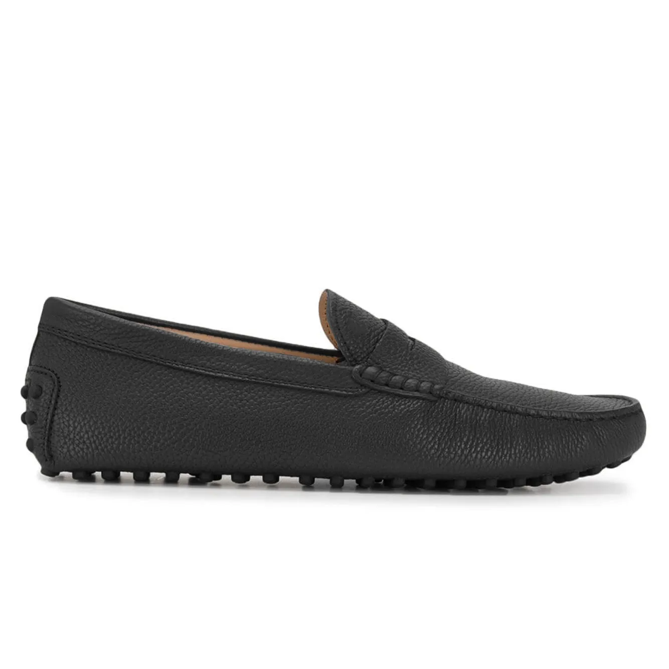 Black Leather Burgos Driving Loafers