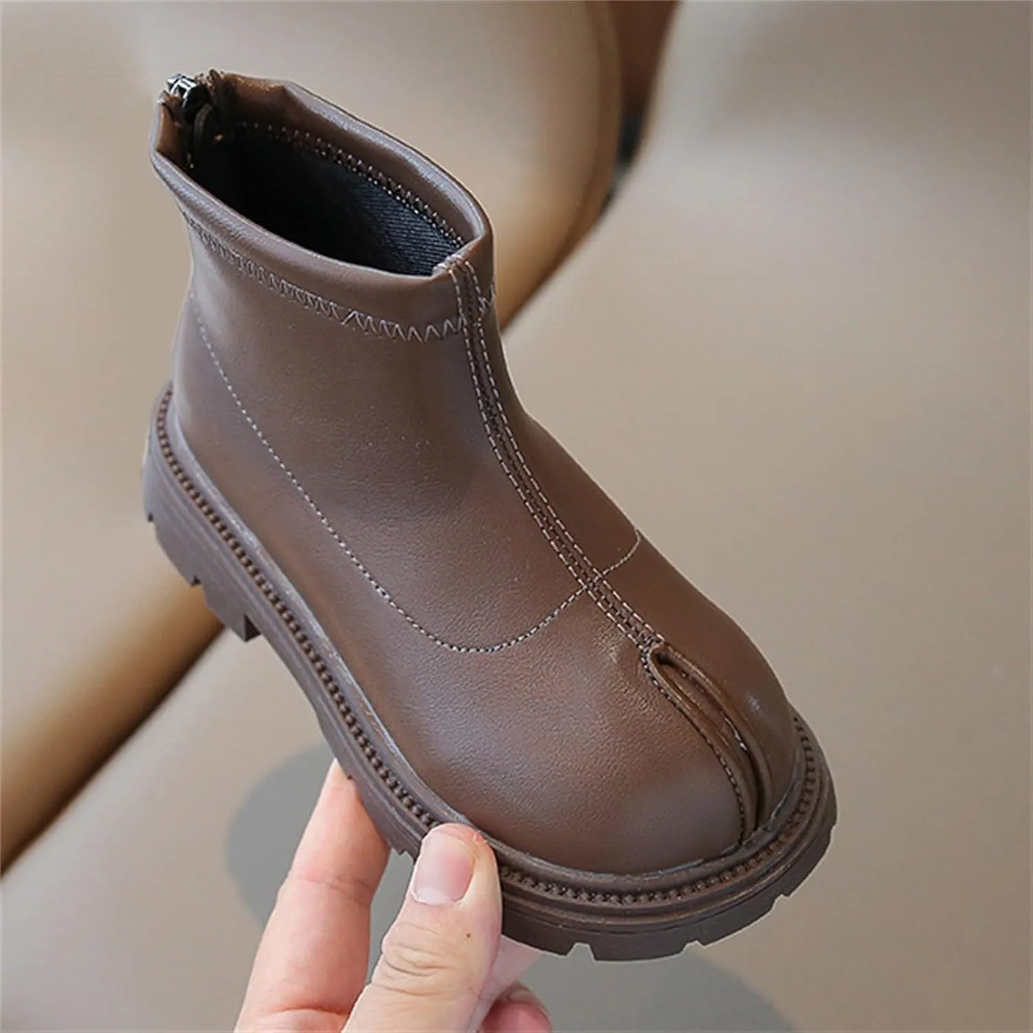 Black Platform Booties for Toddler Girls Front Zipper Cheer Shoes Outdoor Warm Non Slip Mary Jane Kids for Little Girls