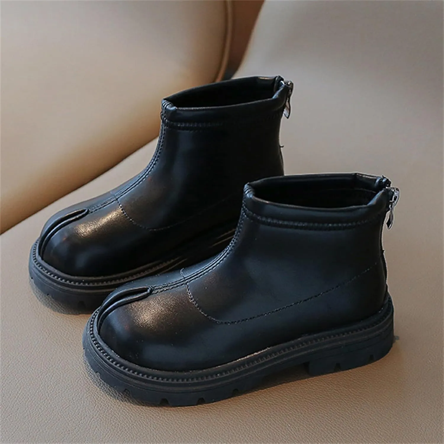 Black Platform Booties for Toddler Girls Front Zipper Cheer Shoes Outdoor Warm Non Slip Mary Jane Kids for Little Girls