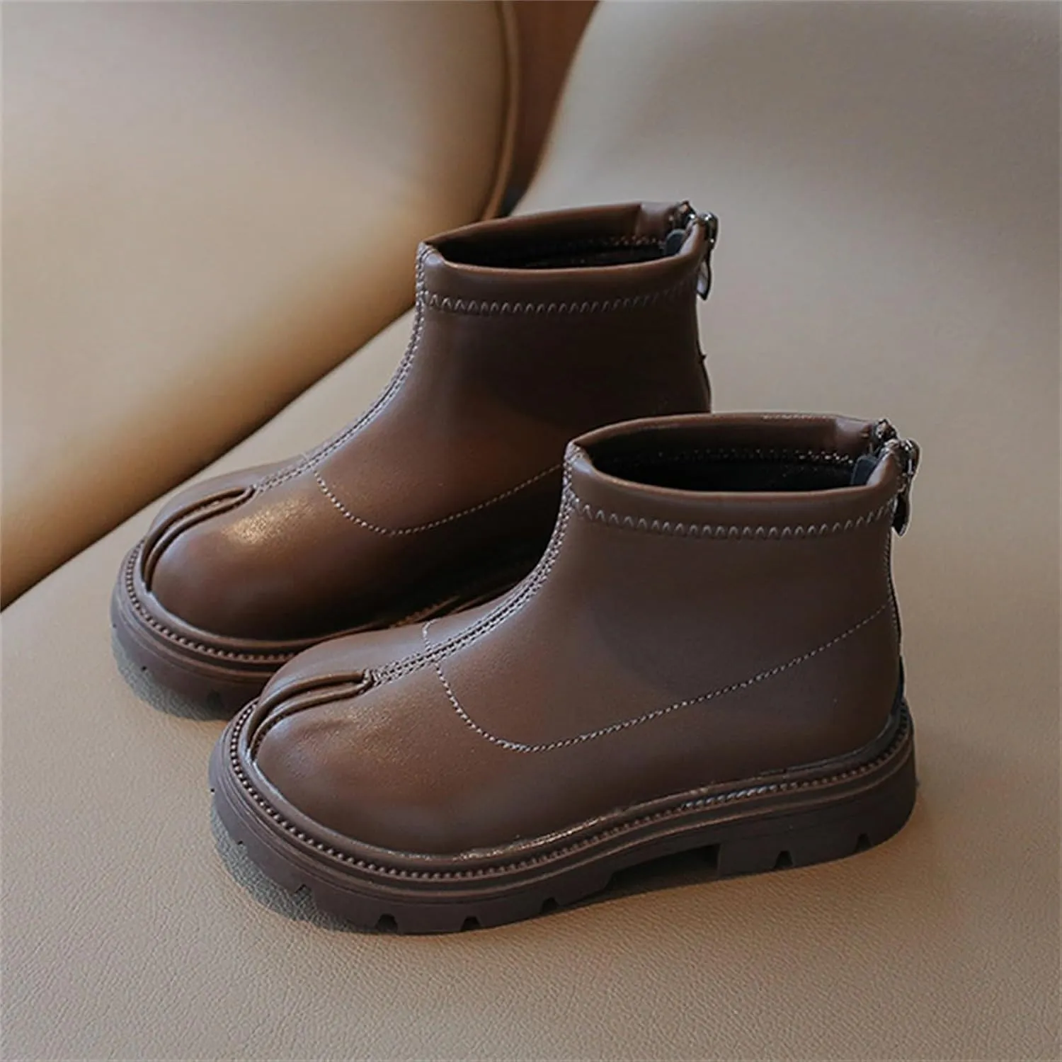 Black Platform Booties for Toddler Girls Front Zipper Cheer Shoes Outdoor Warm Non Slip Mary Jane Kids for Little Girls