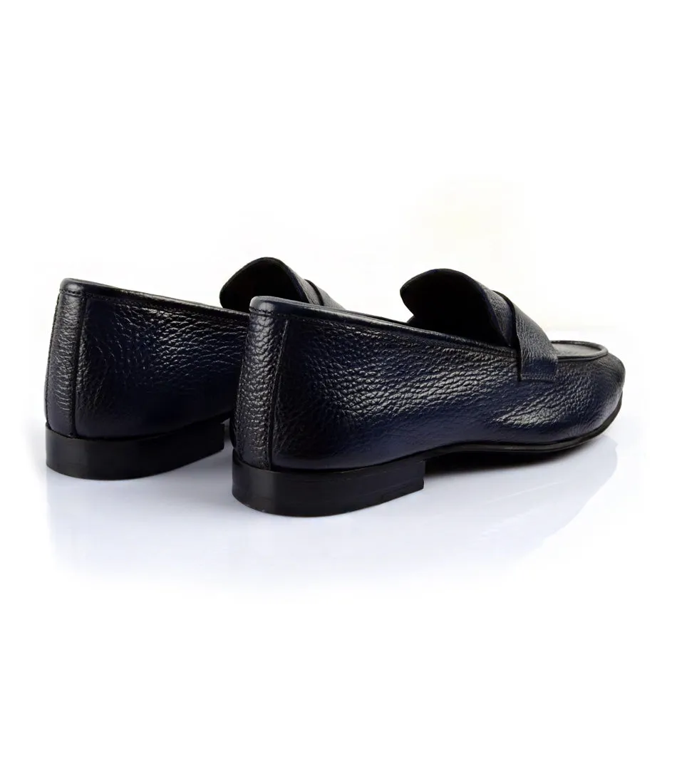 Blue Milled Penny Loafers - Ultra-Flex