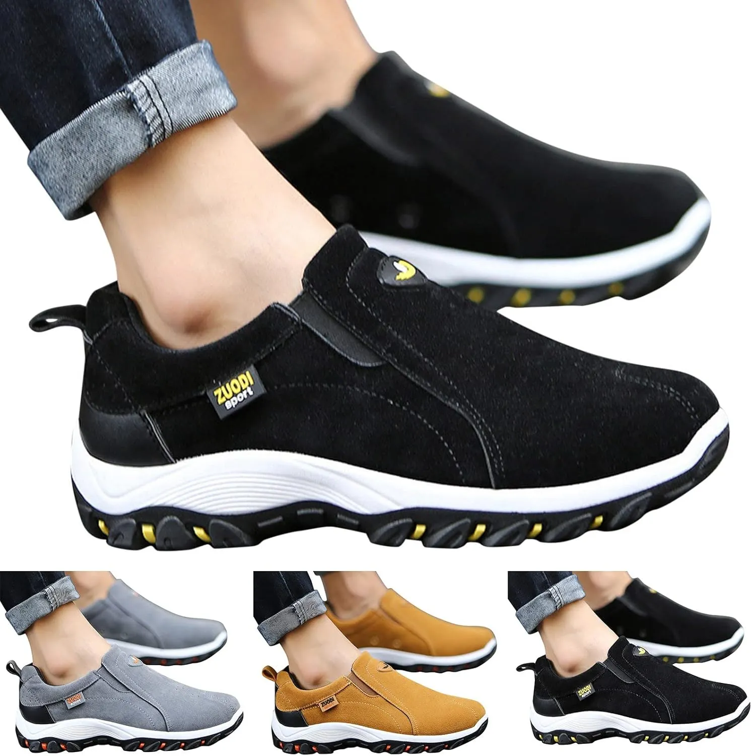 Breathable & Comfortable Sneaker Men's Simple and Fashionable Round Head Solid Color Lightweight Breathable Soft Bottom