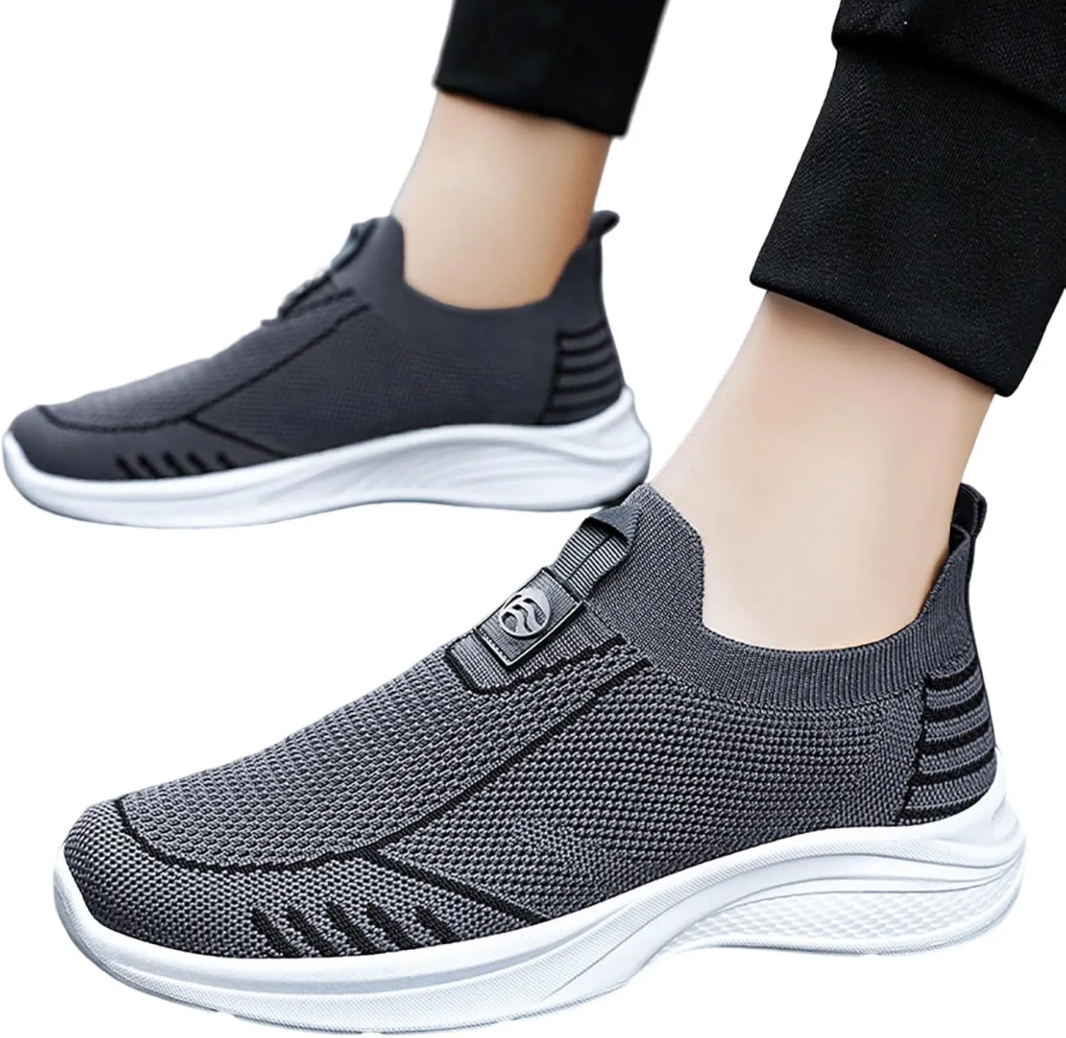Breathable Dress Sneaker Men's New Flying Weave Walking Shoes Breathable and Comfortable Men's Casual Jogging Summer