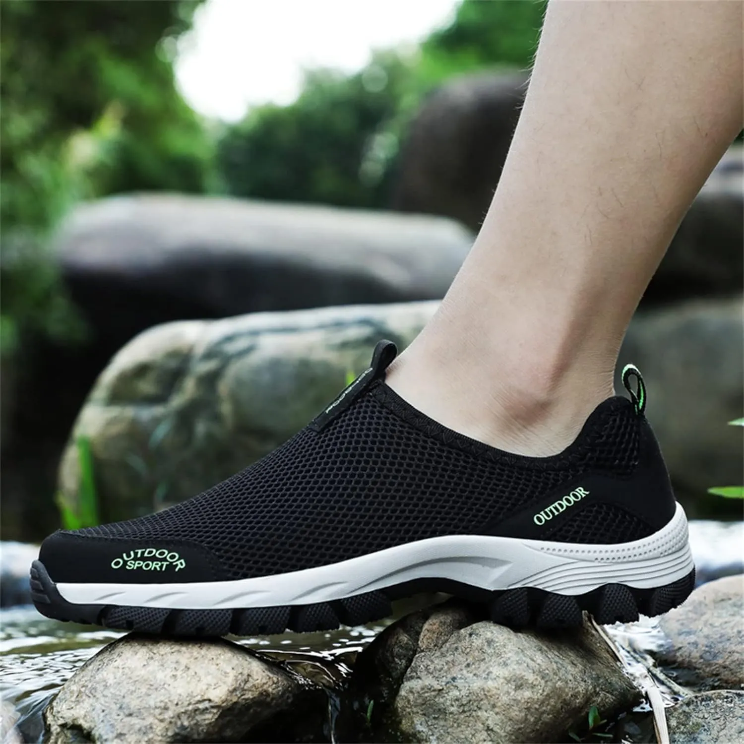 Casual Shoes Lace up Fashion Spring and Summer Men Sports Shoes Flat Bottom Non Slip Outdoor Hiking Mesh