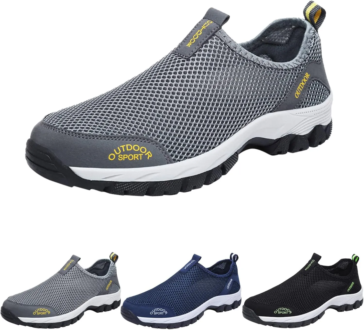 Casual Shoes Lace up Fashion Spring and Summer Men Sports Shoes Flat Bottom Non Slip Outdoor Hiking Mesh