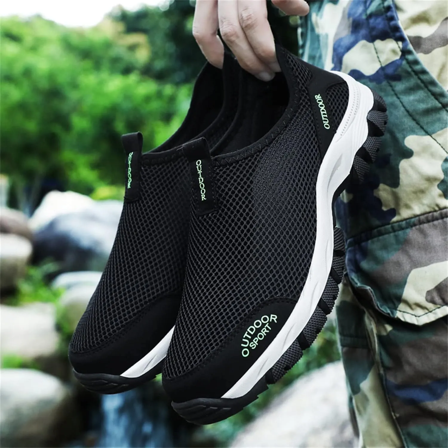 Casual Shoes Lace up Fashion Spring and Summer Men Sports Shoes Flat Bottom Non Slip Outdoor Hiking Mesh
