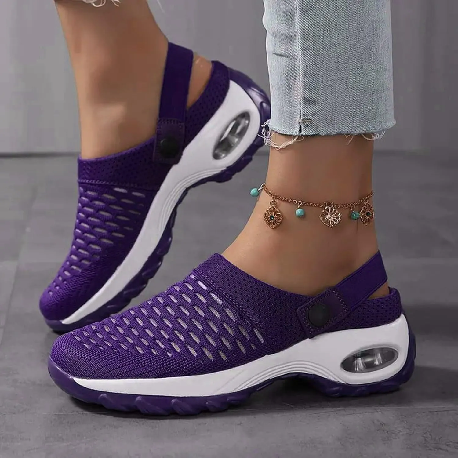 Cathalem Mules for Women 2024 Air Cushion Orthopedic Slip on Shoes Air Cushion Slip-on Diabetic Walking Shoes for Women