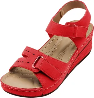 Cathalem Orthopedic Sandals for Women Summer Dressy Open Toe Ankle Strap Platform Sandals Casual Strappy Low Wedges Sandals Dress Shoes