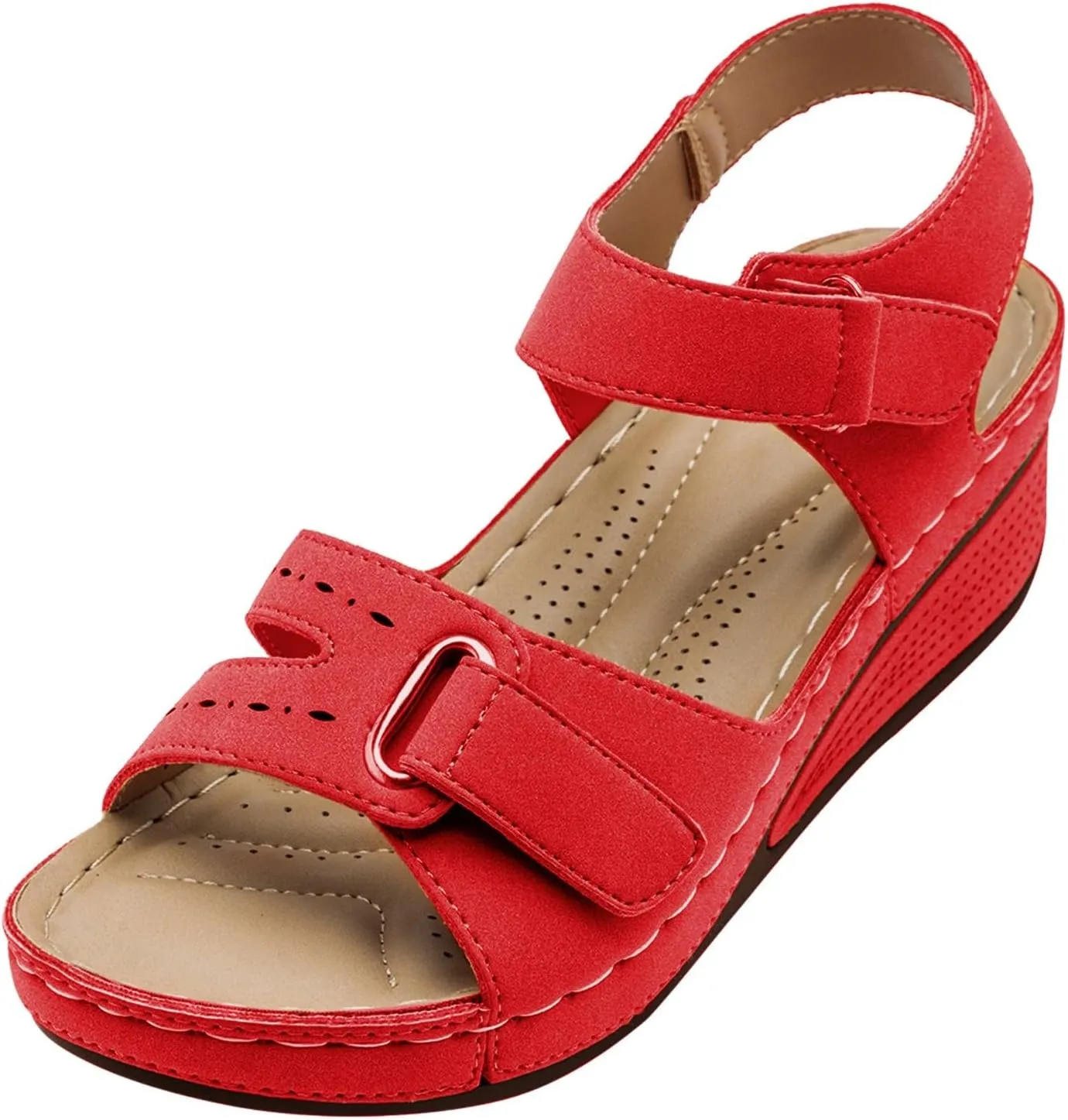 Cathalem Orthopedic Sandals for Women Summer Dressy Open Toe Ankle Strap Platform Sandals Casual Strappy Low Wedges Sandals Dress Shoes