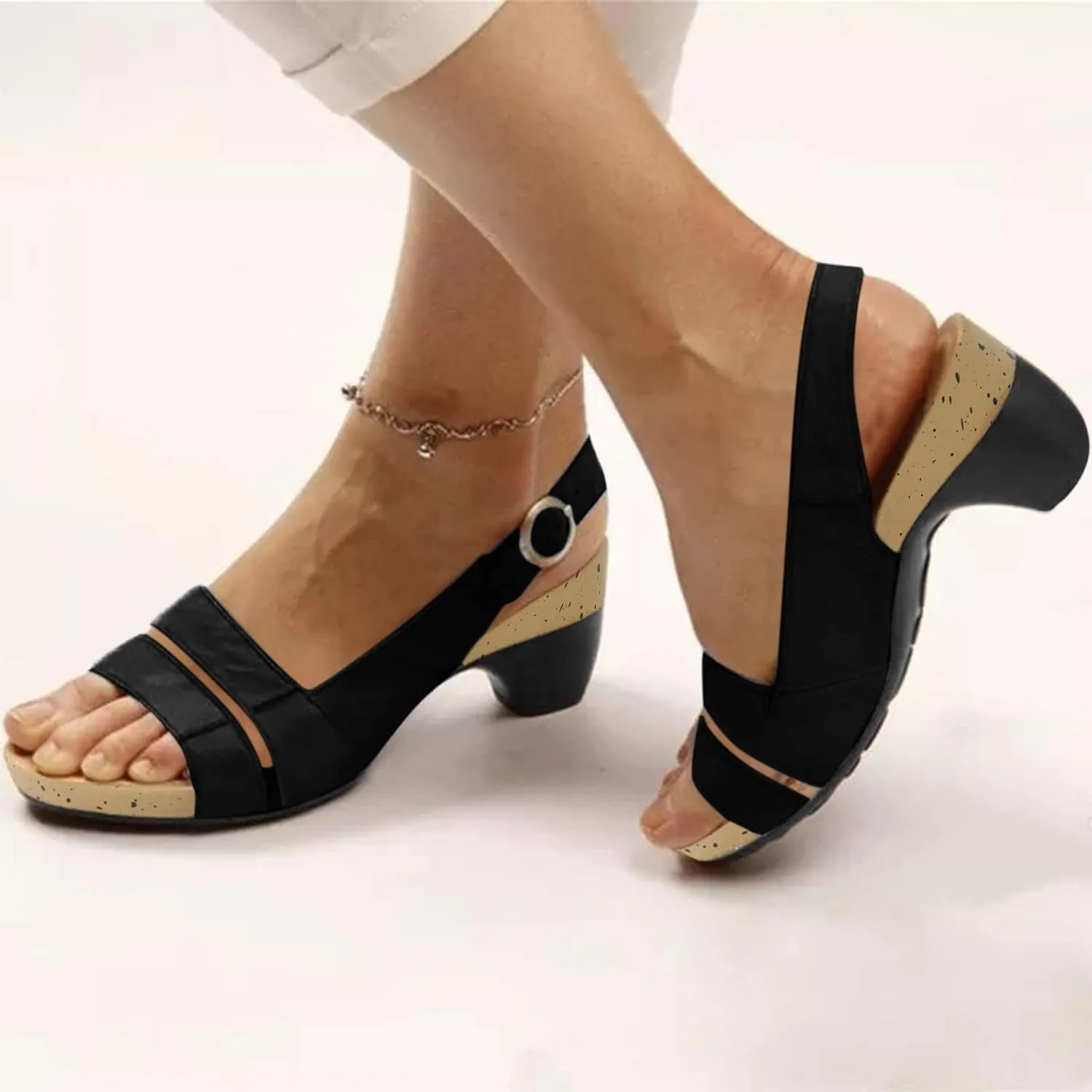 Cathalem Orthopedic Sandals for Women, Women's Comfy Orthotic Sandals, Buckle Ankle Strap Non-slip Open Toes Sandals