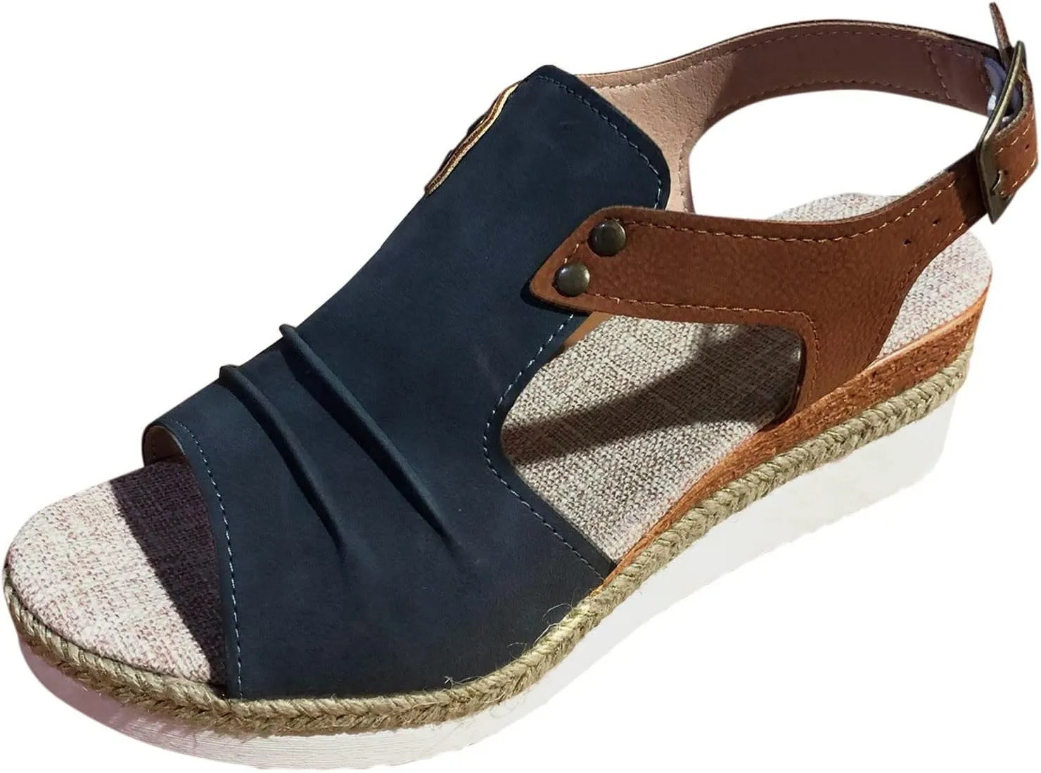 Cathalem Orthopedic Wedge Sandals for Women Summer Dressy Open Toe Ankle Strap Platform Sandals Casual Strappy Slip on Sandals Beach Shoes