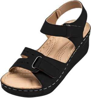Cathalem Orthopedic Wedge Sandals for Women Summer Open Toe Ankle Strap Platform Gladiator Sandals Causal Slip on Beach Sandals
