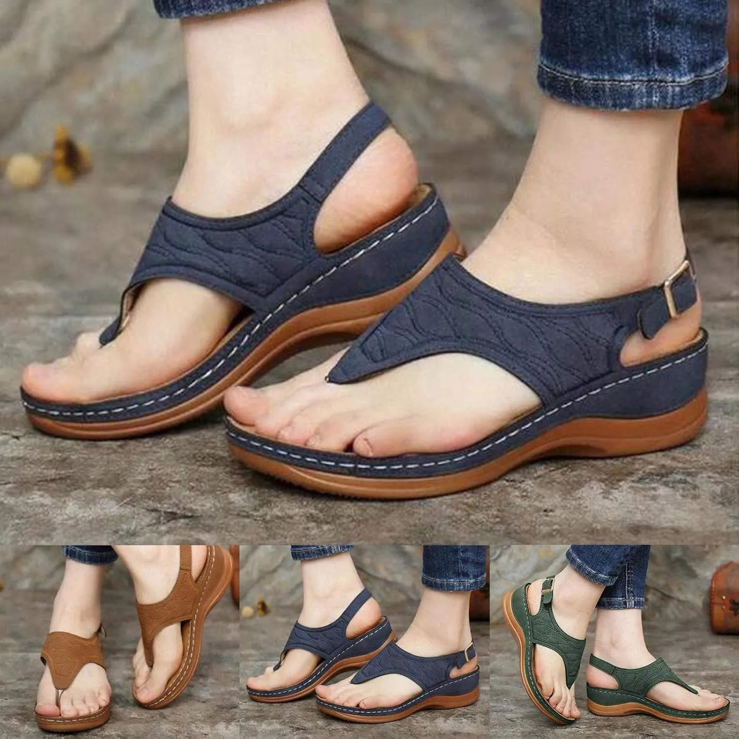 Cathalem Sandals Women Comfortable, Orthopedic Sandals for Women Arch Support 2024 Plus Size Casual Summer Shoes