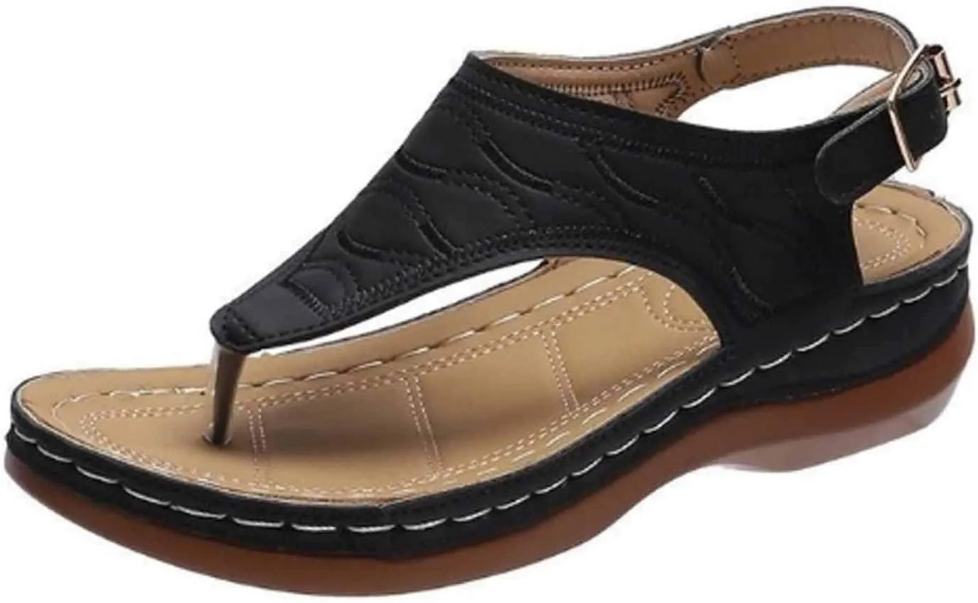 Cathalem Sandals Women Comfortable, Women Walking Slippers with Arch Support Vintage Slip On Flip Flops