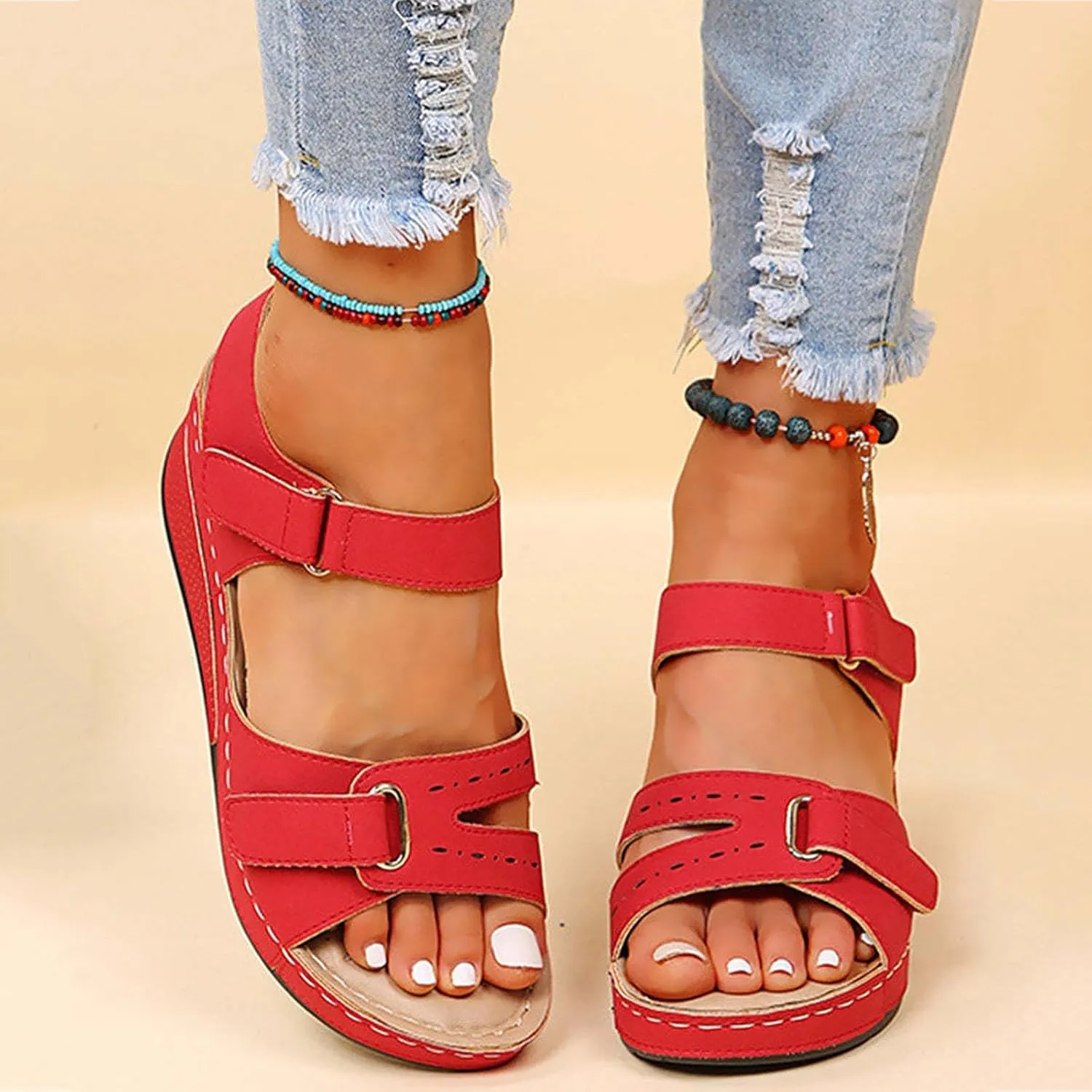 Cathalem Summer Sandals for Women 2024 Womens Dressy Anti-Slip Sandals Casual Flip Flops Slip On Sandals Walking Slippers