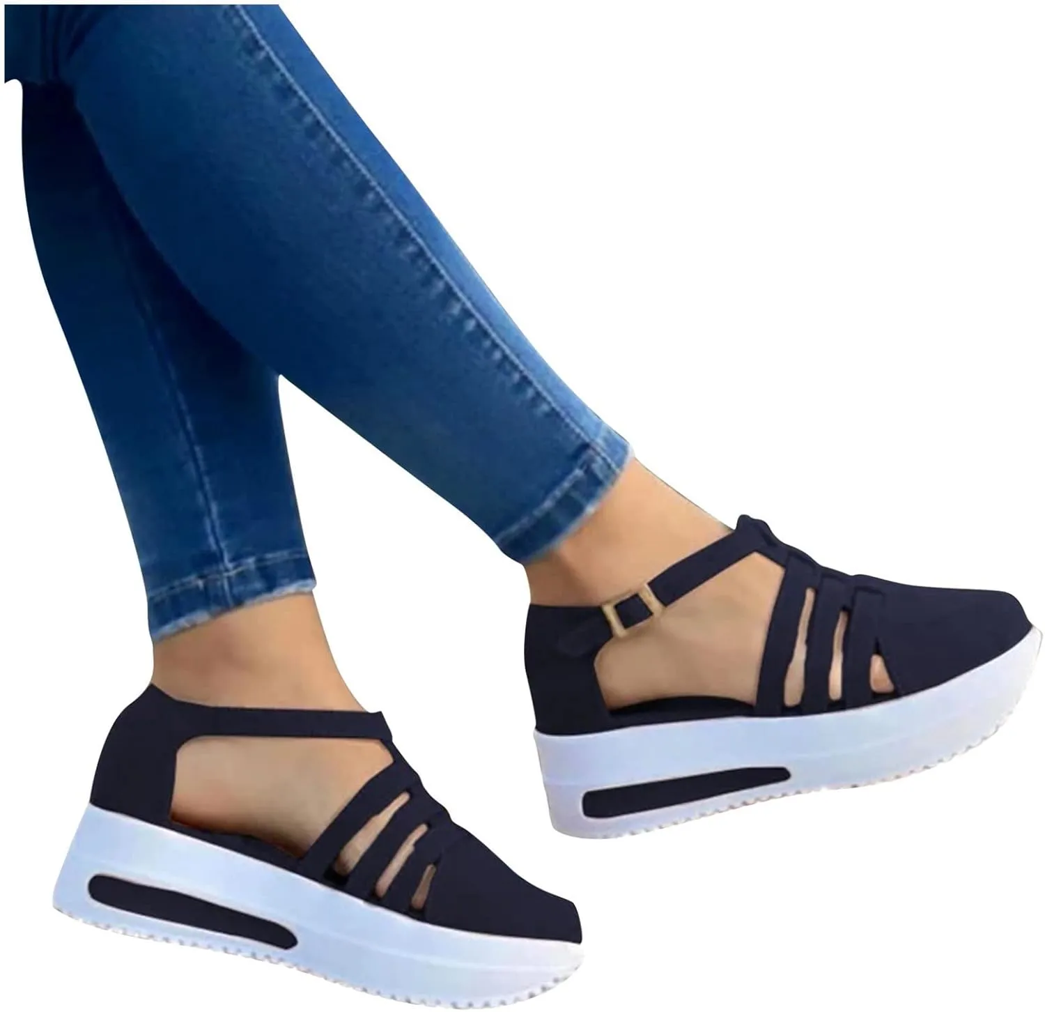 Cathalem Wedge Sandals for Women Dressy Summer 2024 Orthopedic Casual Closed Toe Sandals Ankle Strap Closed Toe Espadrilles
