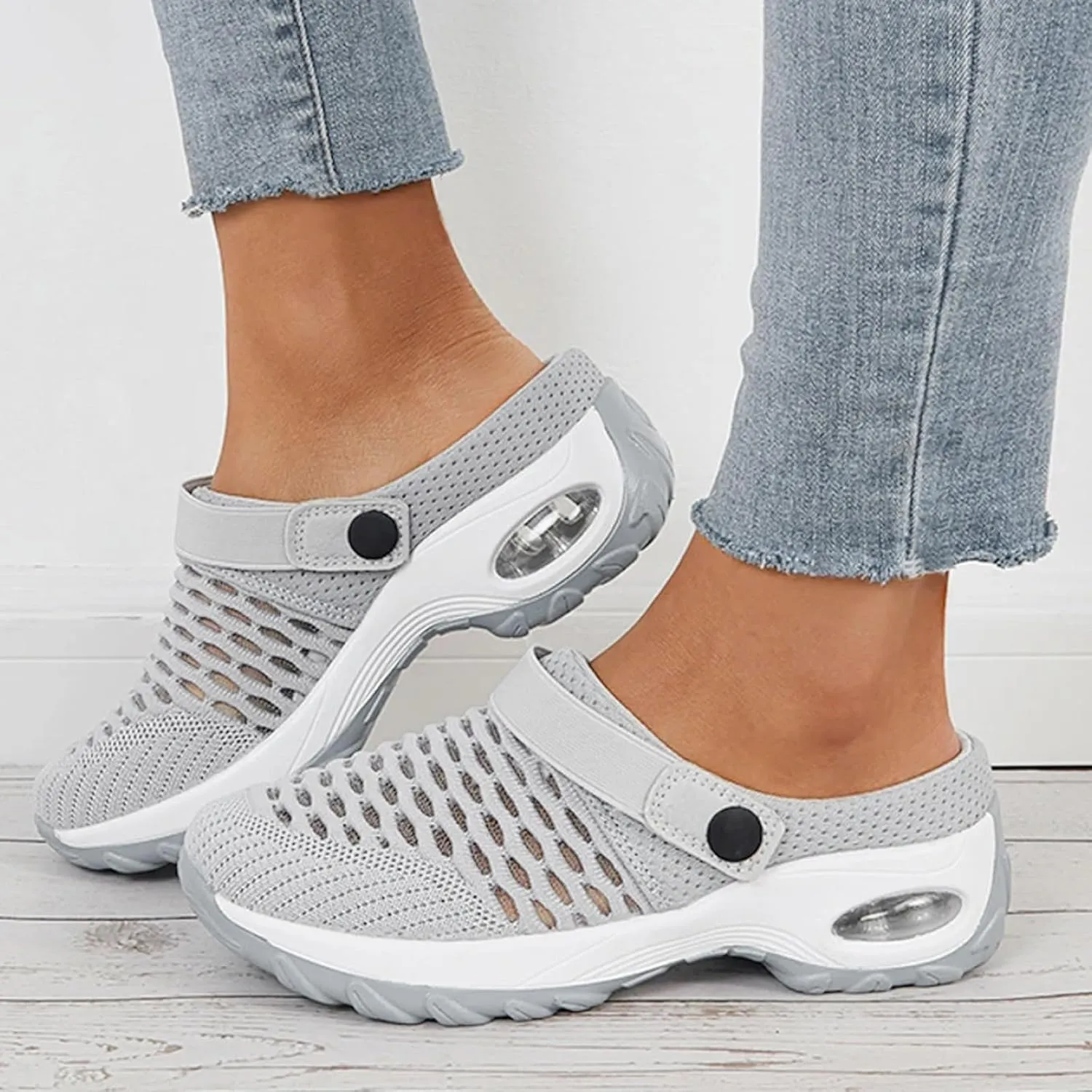 Cathalem Wedge Sandals for Women New Air Cushion Slip-on Diabetic Walking Shoes for Women Wide Width Slippers for Women