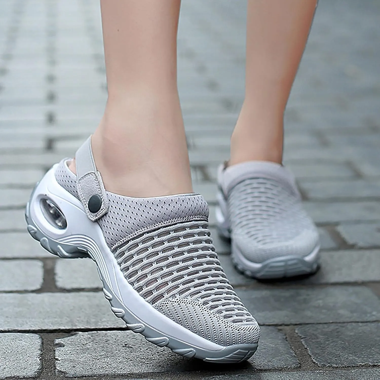 Cathalem Wedge Sandals for Women New Air Cushion Slip-on Diabetic Walking Shoes for Women Wide Width Slippers for Women