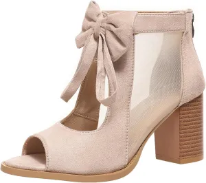 Chunky Heels for Women 2025 Summer Mash Open Toe Platform High Heel Shoes Strappy Lace Up Hollow Out Chunky High Heels Party Pump Shoes Dressy Wedding Sandals Comfortable Fashion Trendy Sandal 2025