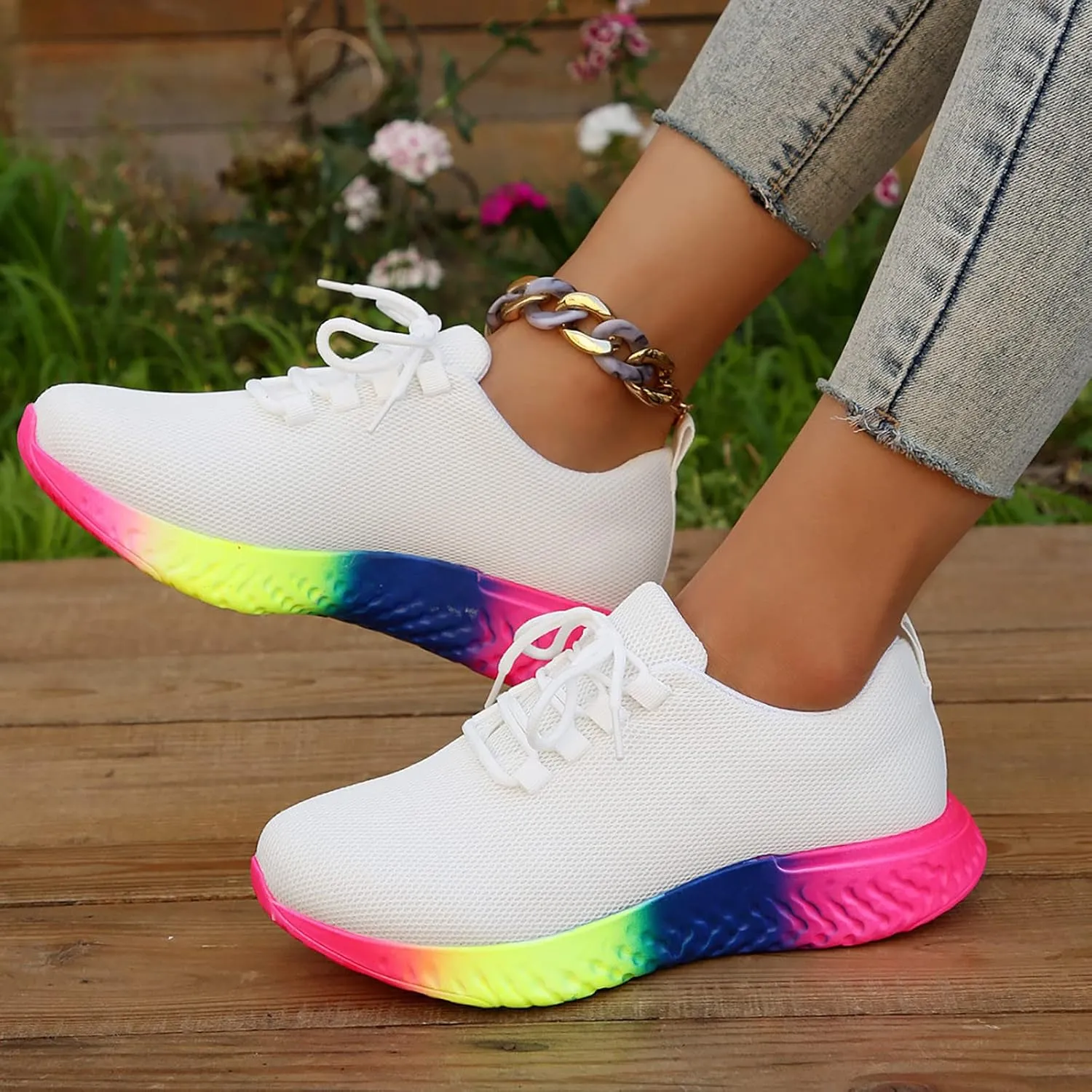 Chunky Platform High Sneakers for Women Women's Hiking Shoes Lightweight Slip On Shoes for Elderly Women Wide Width Womens Fashion Sneakers 2023 Retro Zapatos De Mujer Antideslizante para Cocina