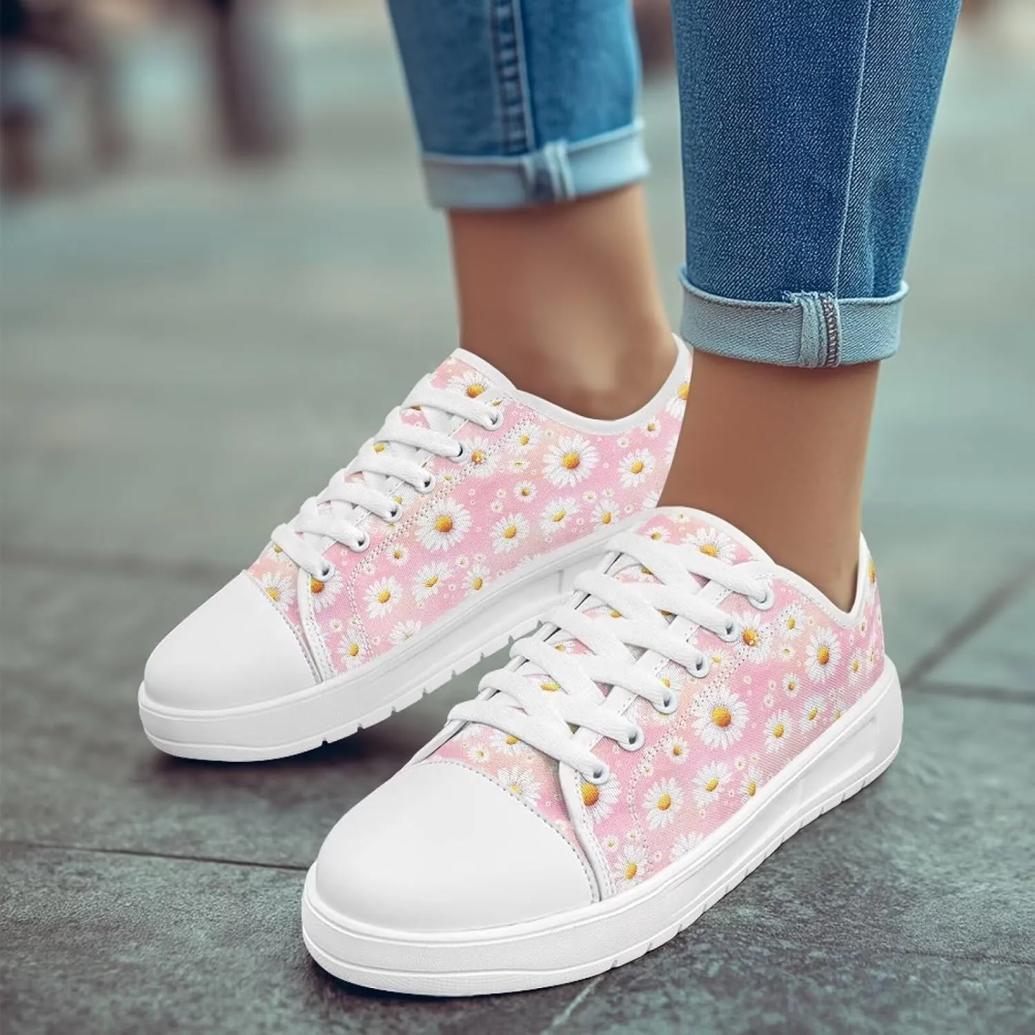 Classic Fashion Sneakers Canvas Shoes for Women Lace Up Low Top Canvas Casual Sneakers Lightweight Breathable Wide Toe Shoes
